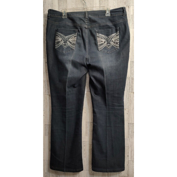 Chico's Women's Platinum Blue Jeans Size 2.5 US Large 14 Rhinestones Embroidery - Picture 2 of 12